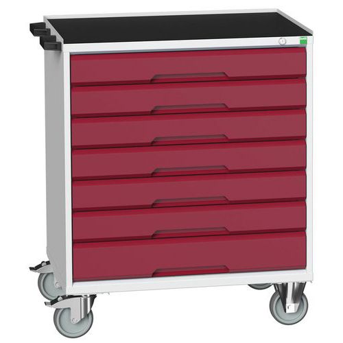 Bott Verso mobil fiókos asztalok, 98 x 80/105 x 55/60 cm, 7 fiókos, multiplex/linóleum/szőnyeg