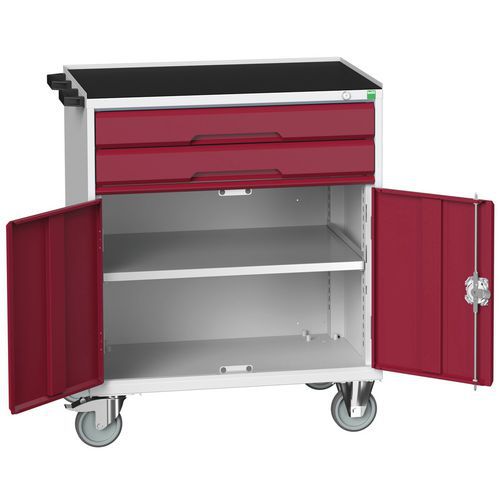 Bott Verso mobil fiókos asztalok, 98 x 80/105 x 55/60 cm, 2 fiók, szekrény, multiplex/linóleum/szőnyeg