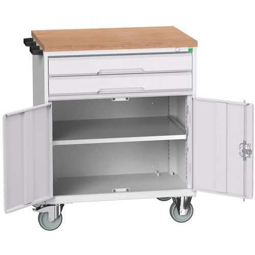 Bott Verso mobil fiókos asztalok, 98 x 80/105 x 55/60 cm, 2 fiók, szekrény, multiplex/linóleum/szőnyeg