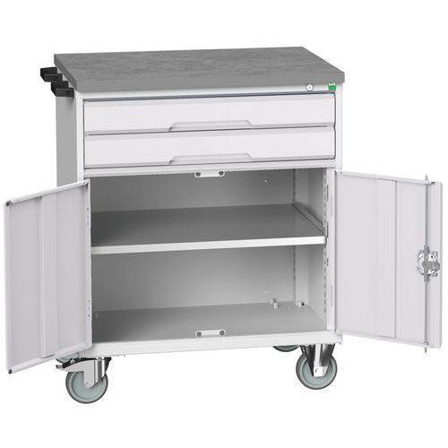 Bott Verso mobil fiókos asztalok, 98 x 80/105 x 55/60 cm, 2 fiók, szekrény, multiplex/linóleum/szőnyeg