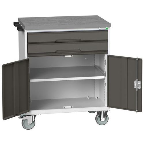 Bott Verso mobil fiókos asztalok, 98 x 80/105 x 55/60 cm, 2 fiók, szekrény, multiplex/linóleum/szőnyeg