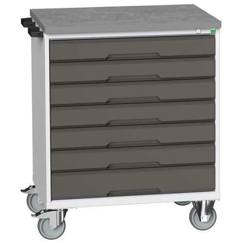 Bott Verso mobil fiókos asztalok, 98 x 80/105 x 55/60 cm, 7 fiókos, multiplex/linóleum/szőnyeg