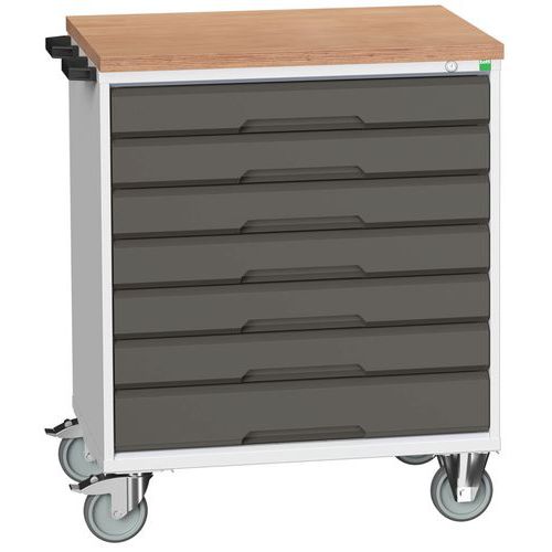 Bott Verso mobil fiókos asztalok, 98 x 80/105 x 55/60 cm, 7 fiókos, multiplex/linóleum/szőnyeg