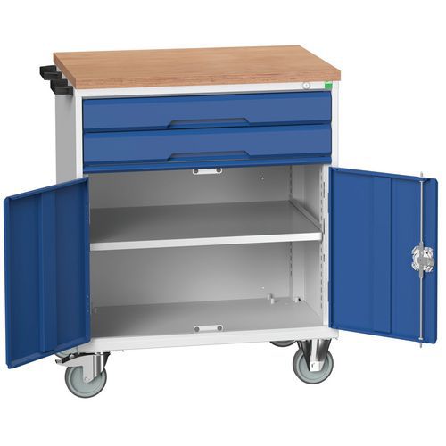 Bott Verso mobil fiókos asztalok, 98 x 80/105 x 55/60 cm, 2 fiók, szekrény, multiplex/linóleum/szőnyeg