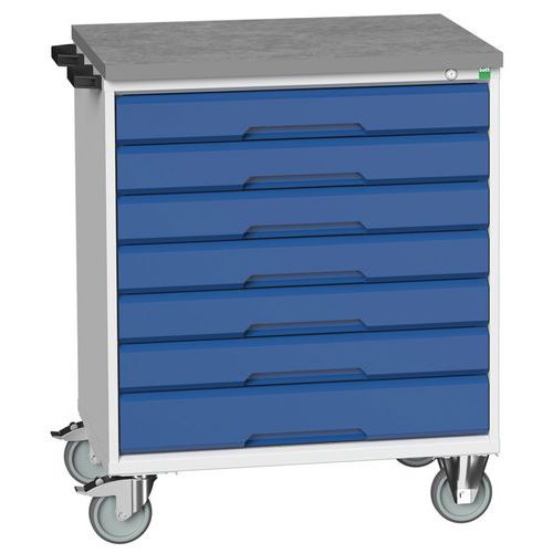 Bott Verso mobil fiókos asztalok, 98 x 80/105 x 55/60 cm, 7 fiókos, multiplex/linóleum/szőnyeg