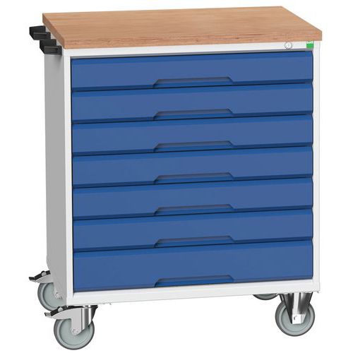 Bott Verso mobil fiókos asztalok, 98 x 80/105 x 55/60 cm, 7 fiókos, multiplex/linóleum/szőnyeg