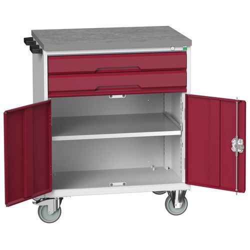 Bott Verso mobil fiókos asztalok, 98 x 80/105 x 55/60 cm, 2 fiók, szekrény, multiplex/linóleum/szőnyeg