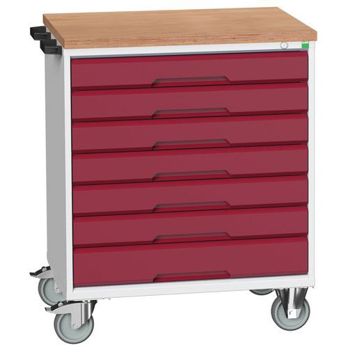 Bott Verso mobil fiókos asztalok, 98 x 80/105 x 55/60 cm, 7 fiókos, multiplex/linóleum/szőnyeg