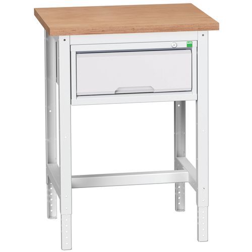 Bott Verso műhelyasztalok fiókkal, szélesség 70 cm, állítható magasságú, multiplex/linóleum