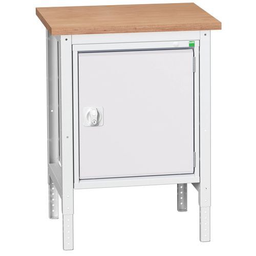 Bott Verso műhelyasztalok szekrénnyel, szélesség 70 cm, állítható magasságú, multiplex/linóleum