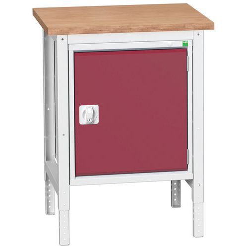 Bott Verso műhelyasztalok szekrénnyel, szélesség 70 cm, állítható magasságú, multiplex/linóleum