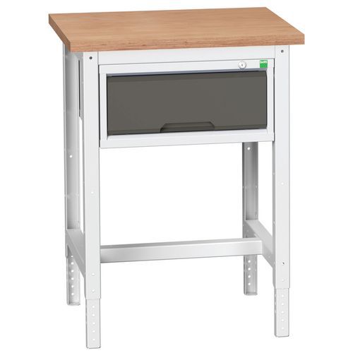Bott Verso műhelyasztalok fiókkal, szélesség 70 cm, állítható magasságú, multiplex/linóleum