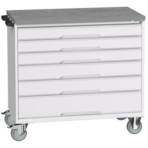 Bott Verso mobil fiókos asztalok, 98 x 80/105 x 55/60 cm, 6 fiókos, multiplex/linóleum/szőnyeg