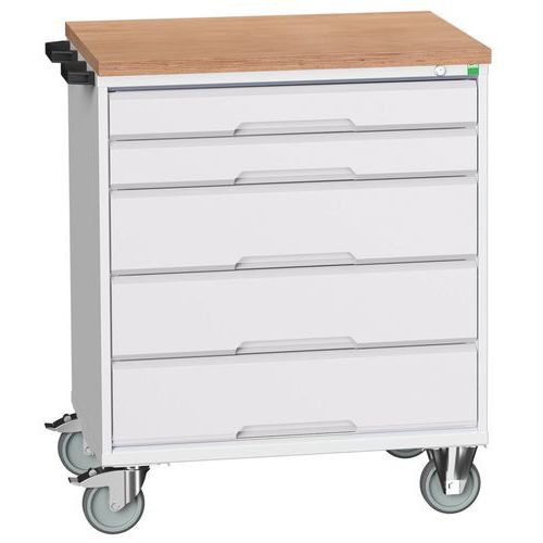 Bott Verso mobil fiókos asztalok, 98 x 80/105 x 55/60 cm, 5 fiókos, multiplex/linóleum/szőnyeg