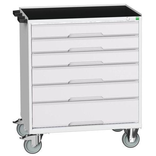 Bott Verso mobil fiókos asztalok, 98 x 80/105 x 55/60 cm, 6 fiókos, multiplex/linóleum/szőnyeg