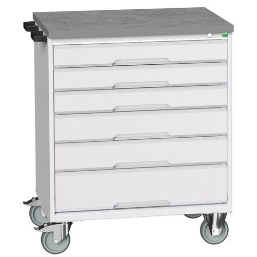 Bott Verso mobil fiókos asztalok, 98 x 80/105 x 55/60 cm, 6 fiókos, multiplex/linóleum/szőnyeg