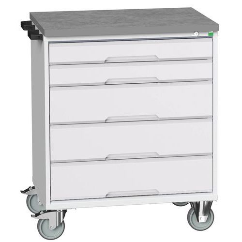Bott Verso mobil fiókos asztalok, 98 x 80/105 x 55/60 cm, 5 fiókos, multiplex/linóleum/szőnyeg