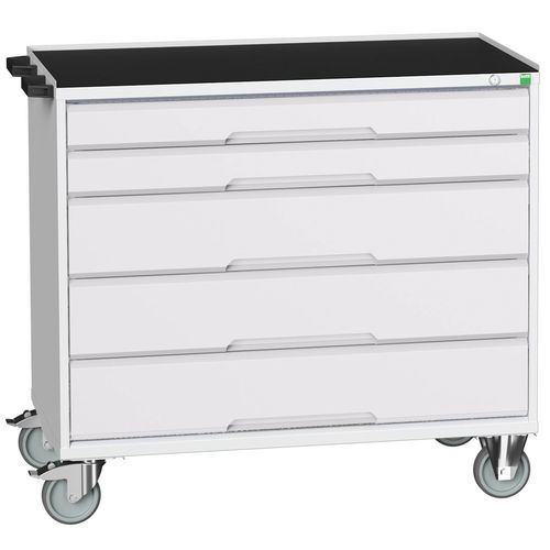 Bott Verso mobil fiókos asztalok, 98 x 80/105 x 55/60 cm, 5 fiókos, multiplex/linóleum/szőnyeg
