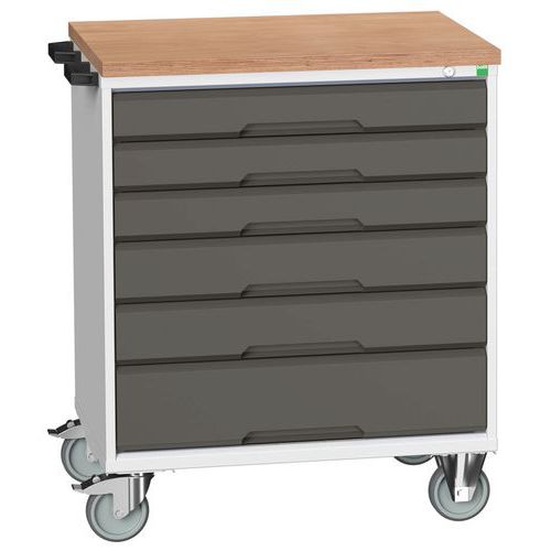 Bott Verso mobil fiókos asztalok, 98 x 80/105 x 55/60 cm, 6 fiókos, multiplex/linóleum/szőnyeg