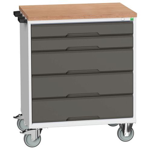 Bott Verso mobil fiókos asztalok, 98 x 80/105 x 55/60 cm, 5 fiókos, multiplex/linóleum/szőnyeg
