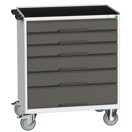 Bott Verso mobil fiókos asztalok, 98 x 80/105 x 55/60 cm, 6 fiókos, multiplex/linóleum/szőnyeg