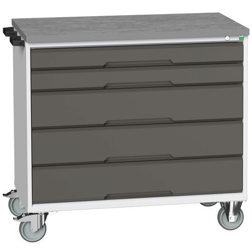 Bott Verso mobil fiókos asztalok, 98 x 80/105 x 55/60 cm, 5 fiókos, multiplex/linóleum/szőnyeg