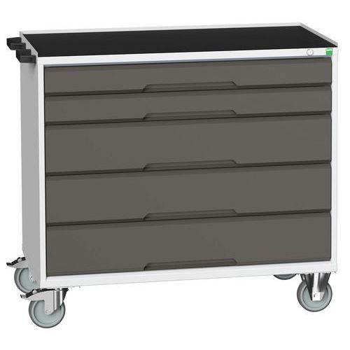 Bott Verso mobil fiókos asztalok, 98 x 80/105 x 55/60 cm, 5 fiókos, multiplex/linóleum/szőnyeg