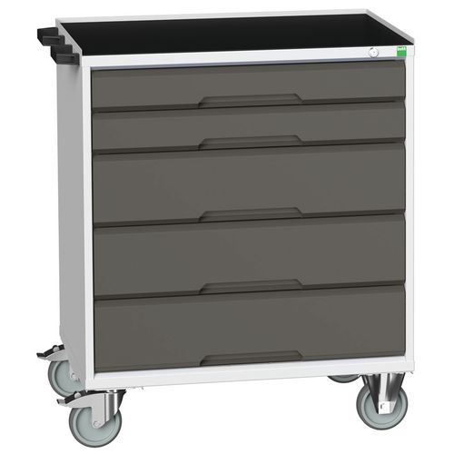 Bott Verso mobil fiókos asztalok, 98 x 80/105 x 55/60 cm, 5 fiókos, multiplex/linóleum/szőnyeg