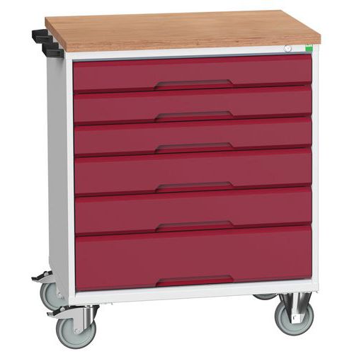 Bott Verso mobil fiókos asztalok, 98 x 80/105 x 55/60 cm, 6 fiókos, multiplex/linóleum/szőnyeg