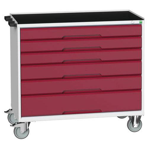 Bott Verso mobil fiókos asztalok, 98 x 80/105 x 55/60 cm, 6 fiókos, multiplex/linóleum/szőnyeg