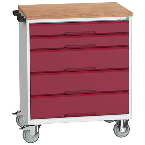 Bott Verso mobil fiókos asztalok, 98 x 80/105 x 55/60 cm, 5 fiókos, multiplex/linóleum/szőnyeg