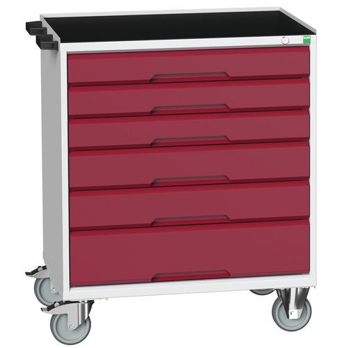 Bott Verso mobil fiókos asztalok, 98 x 80/105 x 55/60 cm, 6 fiókos, multiplex/linóleum/szőnyeg