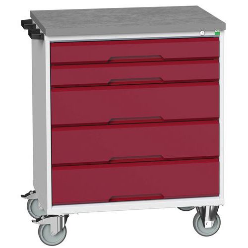 Bott Verso mobil fiókos asztalok, 98 x 80/105 x 55/60 cm, 5 fiókos, multiplex/linóleum/szőnyeg