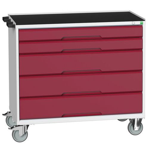 Bott Verso mobil fiókos asztalok, 98 x 80/105 x 55/60 cm, 5 fiókos, multiplex/linóleum/szőnyeg