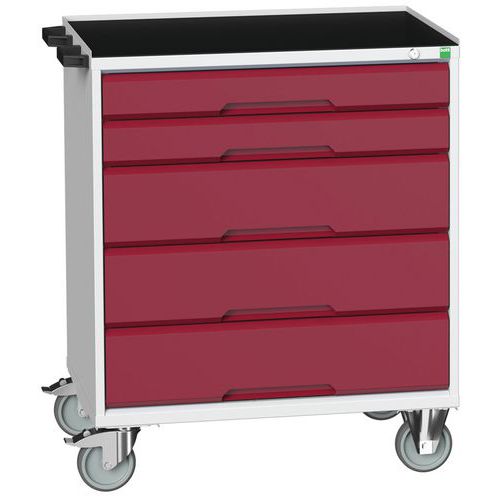 Bott Verso mobil fiókos asztalok, 98 x 80/105 x 55/60 cm, 5 fiókos, multiplex/linóleum/szőnyeg