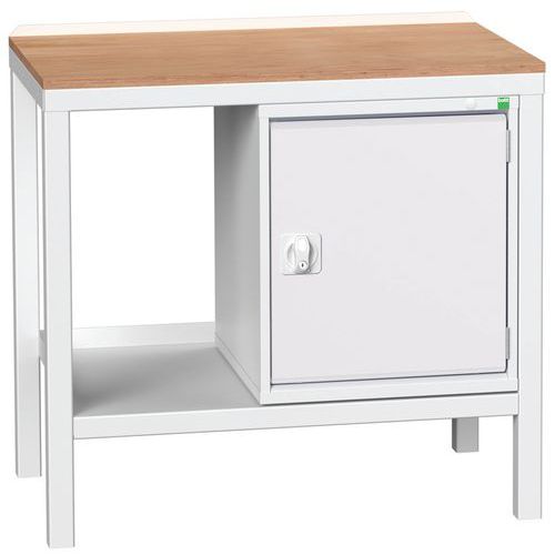 Bott Verso Weld műhelyasztalok szekrénnyel, szélesség 100 és 150 cm, multiplex/acél