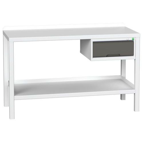 Bott Verso Weld műhelyasztalok fiókkal, szélessége 100 és 150 cm, multiplex/acél