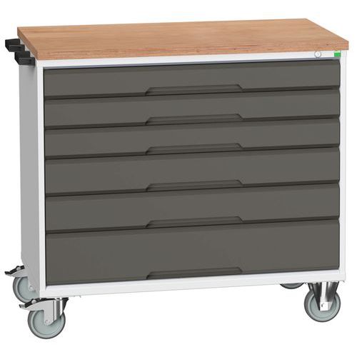 Bott Verso mobil fiókos asztalok, 98 x 80/105 x 55/60 cm, 6 fiókos, multiplex/linóleum/szőnyeg