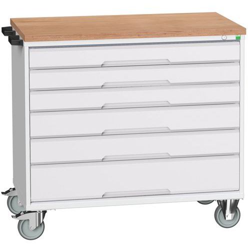 Bott Verso mobil fiókos asztalok, 98 x 80/105 x 55/60 cm, 6 fiókos, multiplex/linóleum/szőnyeg
