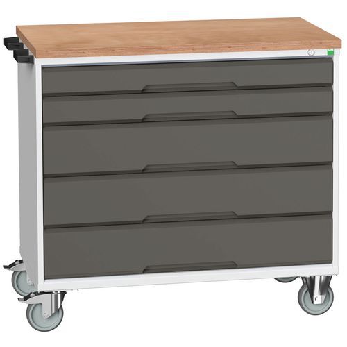 Bott Verso mobil fiókos asztalok, 98 x 80/105 x 55/60 cm, 5 fiókos, multiplex/linóleum/szőnyeg