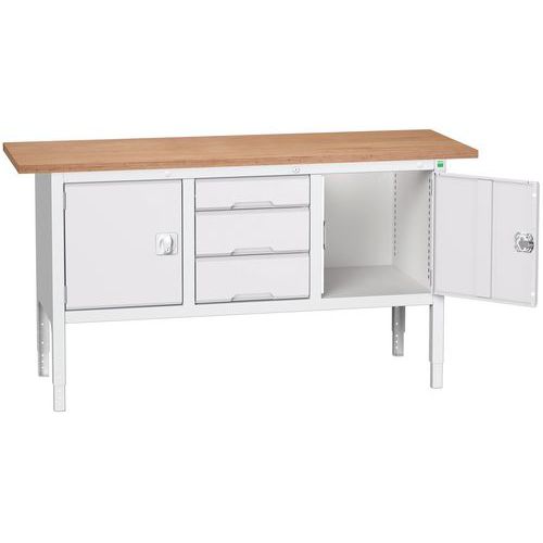 Műhelyasztalok Bott Verso Storage, 83-93 x 175 x 60 cm, többféle felszerelés, multiplex