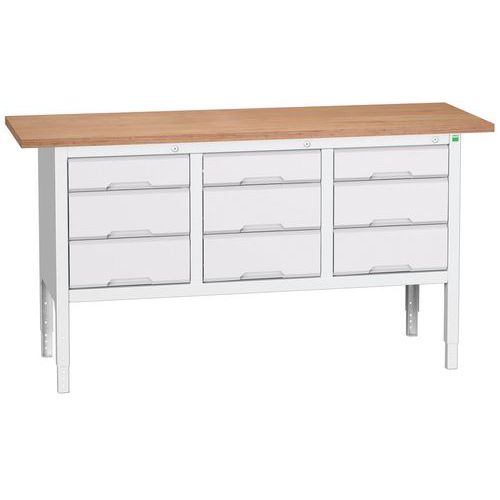 Műhelyasztalok Bott Verso Storage, 83-93 x 175 x 60 cm, többféle felszerelés, multiplex
