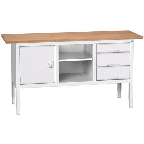 Műhelyasztalok Bott Verso Storage, 83-93 x 175 x 60 cm, többféle felszerelés, multiplex