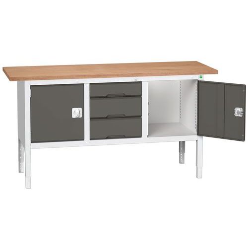 Műhelyasztalok Bott Verso Storage, 83-93 x 175 x 60 cm, többféle felszerelés, multiplex