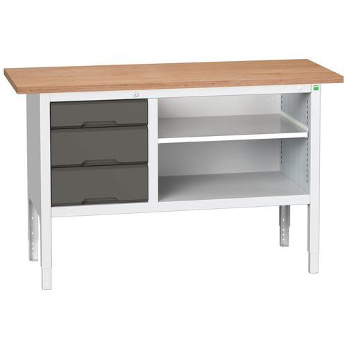 Műhelyasztalok Bott Verso Storage, 83-93 x 150 x 60 cm, többféle felszerelés, multiplex