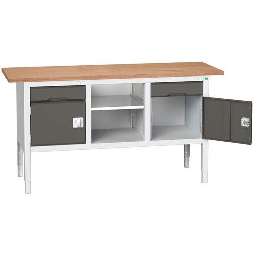 Műhelyasztalok Bott Verso Storage, 83-93 x 175 x 60 cm, többféle felszerelés, multiplex