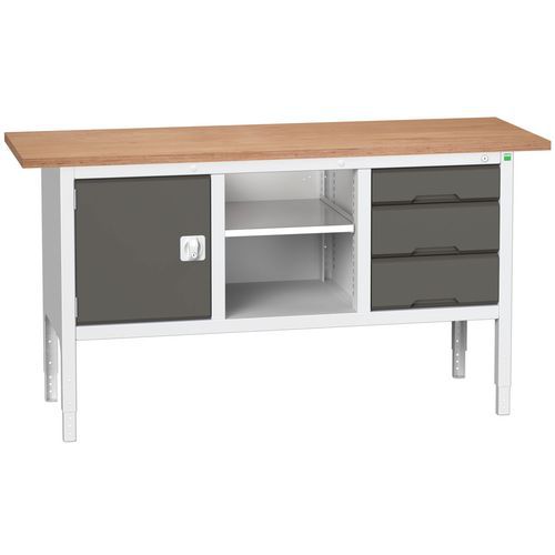 Műhelyasztalok Bott Verso Storage, 83-93 x 175 x 60 cm, többféle felszerelés, multiplex