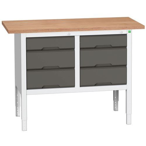 Műhelyasztalok Bott Verso Storage, 83-93 x 125 x 60 cm, többféle felszerelés, multiplex