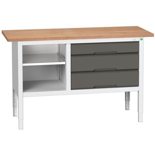 Műhelyasztalok Bott Verso Storage, 83-93 x 150 x 60 cm, többféle felszerelés, multiplex