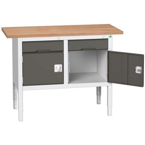 Műhelyasztalok Bott Verso Storage, 83-93 x 125 x 60 cm, többféle felszerelés, multiplex